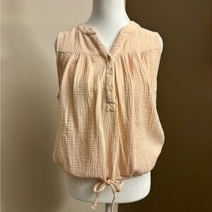 Young Fabulous & Broke Gauze Cotton Blouse Tie Hem Sleeveless Top Size S